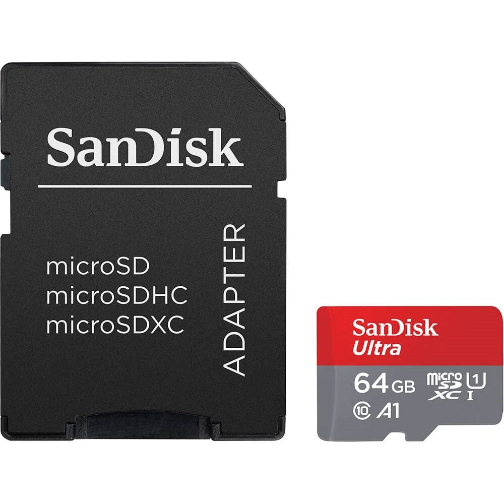 SanDisk MicroSDXC Memory Card with Adapter - 64GB - Red / Grey