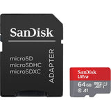 SanDisk MicroSDXC Memory Card with Adapter - 64GB - Red / Grey