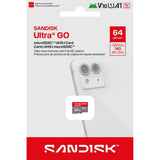SanDisk MicroSD Ultra Go Memory Card - 64GB - Red / Grey