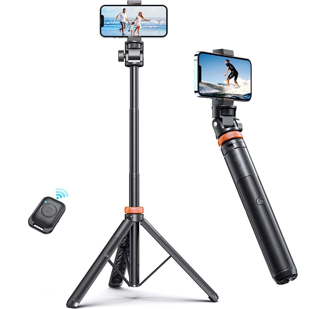 Tech-Protect L03S Compact Selfie Stick with Bluetooth Button & Tripod - Black