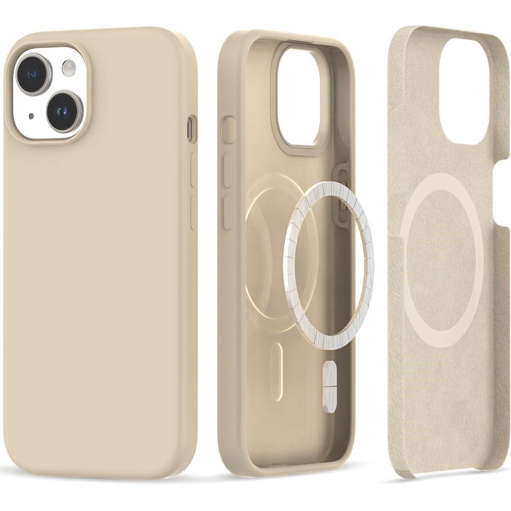 iPhone 15 Tech-Protect Silicone Case - MagSafe Compatible - Sand Beige