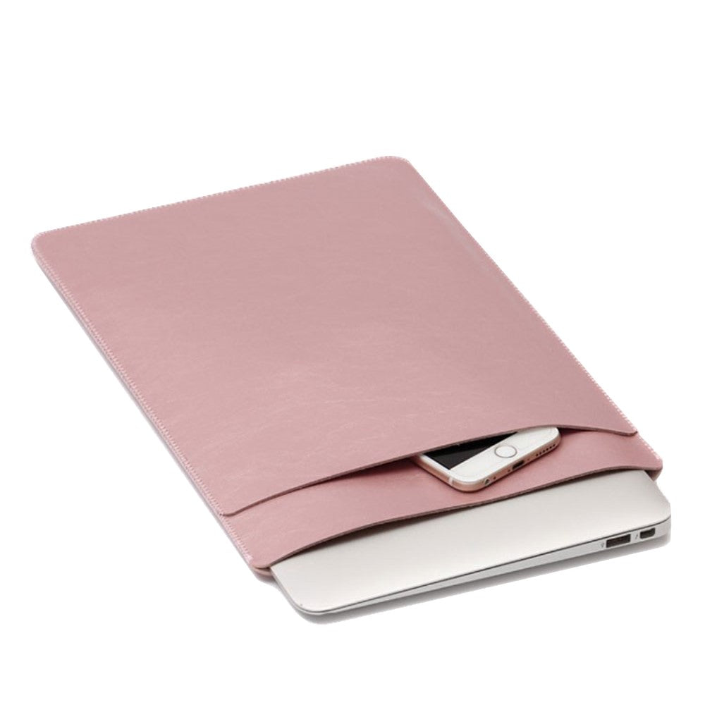 SOYAN MacBook / Laptop 13" Leather Sleeve w. Pocket (33 x 24 cm) - Rose Gold