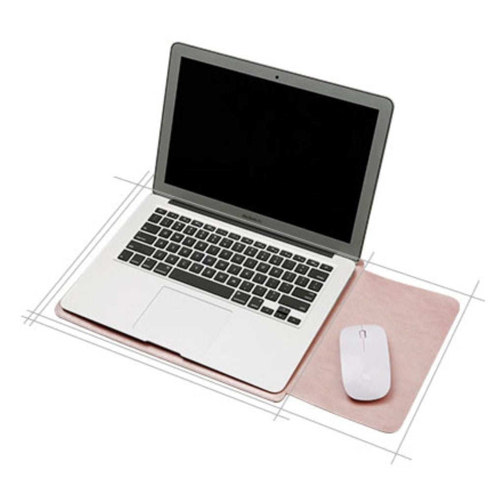 SOYAN MacBook / Laptop 12" (30cm x 22cm x 3mm) Leather Sleeve with Mouse Pad - Rose Gold