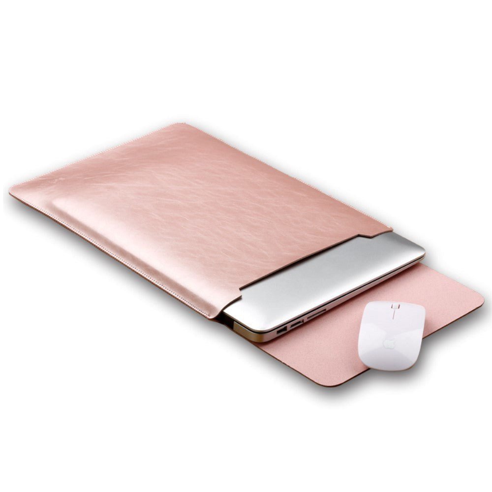 SOYAN MacBook / Laptop 12" (30cm x 22cm x 3mm) Leather Sleeve with Mouse Pad - Rose Gold