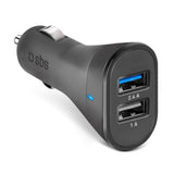 SBS 12W Car Charger with 2 x USB-A - Black