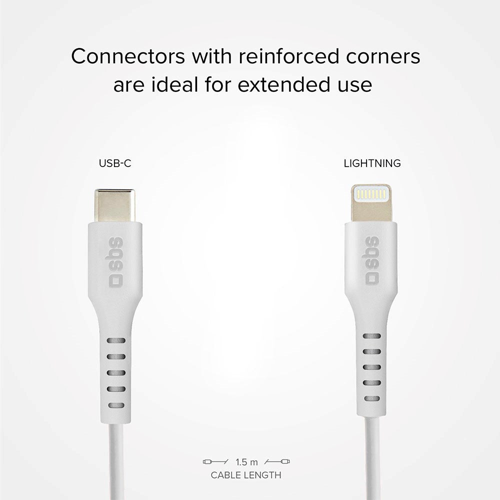 SBS USB-C to Lightning Cable - 1 Meter - MFI - 20W (PD) - White