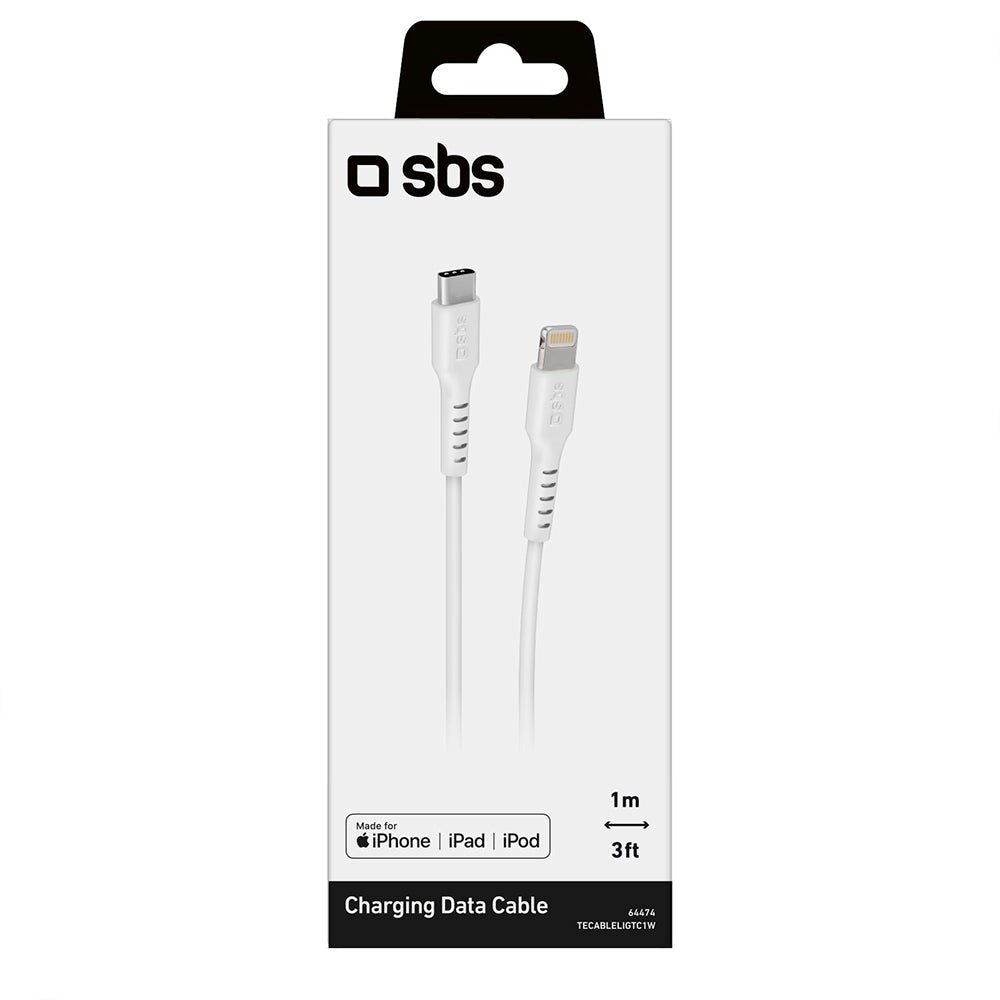 SBS USB-C to Lightning Cable - 1 Meter - MFI - 20W (PD) - White