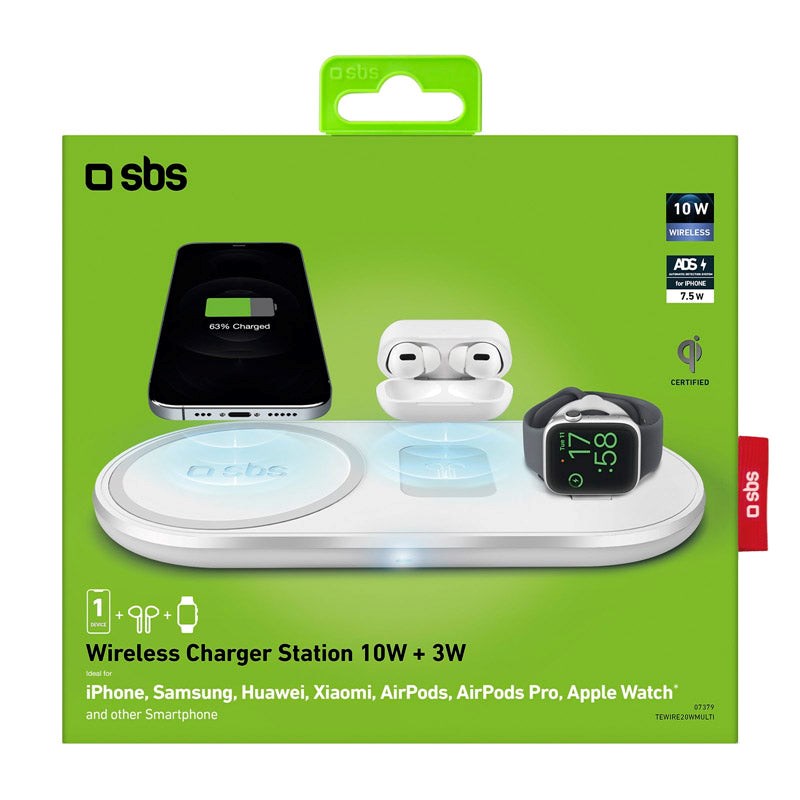 SBS 10W 3 in 1 Wireless Charging Station - White