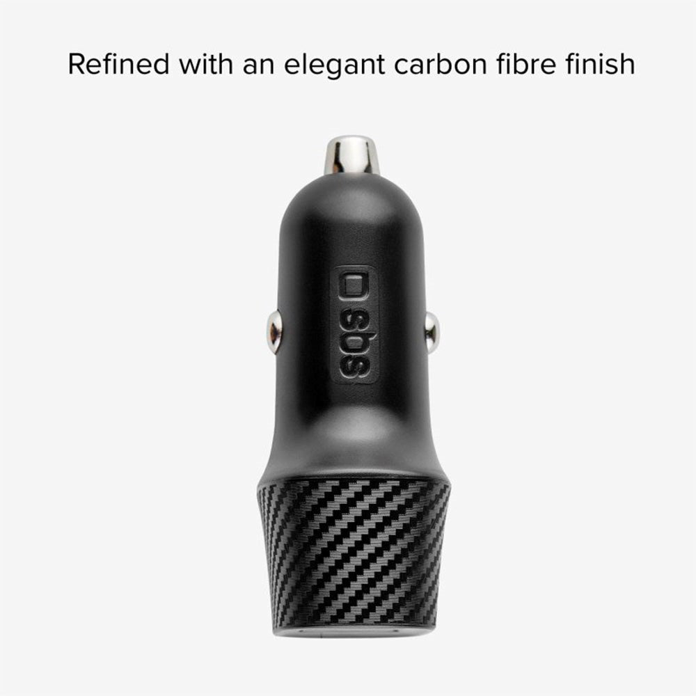 SBS 20W Car charger with 1 x AFC USB-A & 1 x USB-C PD - Black