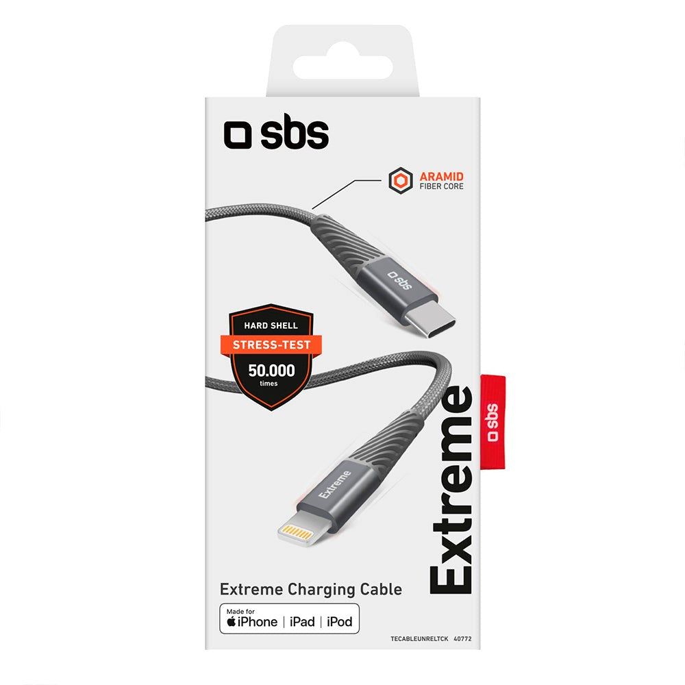 SBS Extreme Collection USB-C to Lightning Braided Aramid Fiber Cable - 1.5 Meter - 480 Mbit/s - Black