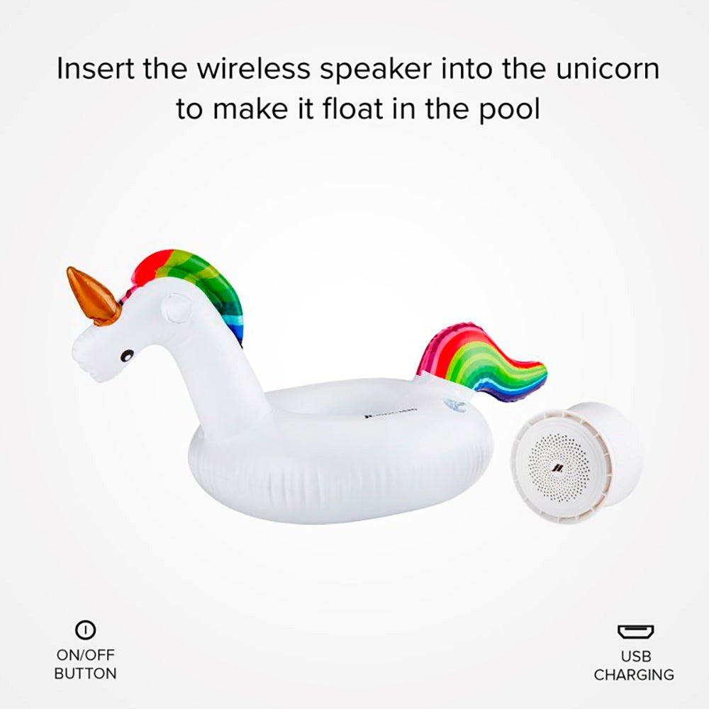 MUSIC HERO Bluetooth Speaker with Inflatable Swimming Ring - Unicorn