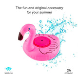 MUSIC HERO Bluetooth Speaker with Inflatable Swimming Ring - Flamingo