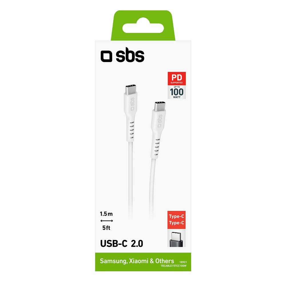 SBS USB-C to USB-C - 1.5 Meter - 100W (PD) - White