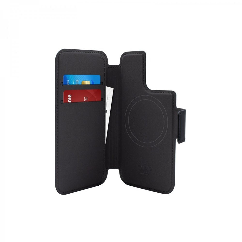 iPhone 14 Pro Max / 13 Pro Max Puro Folio Flip Case with Card Holder - MagSafe Compatible - Black