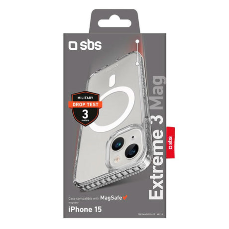 iPhone 15 SBS Extreme 3 Mag Case - MagSafe Compatible - Transparent