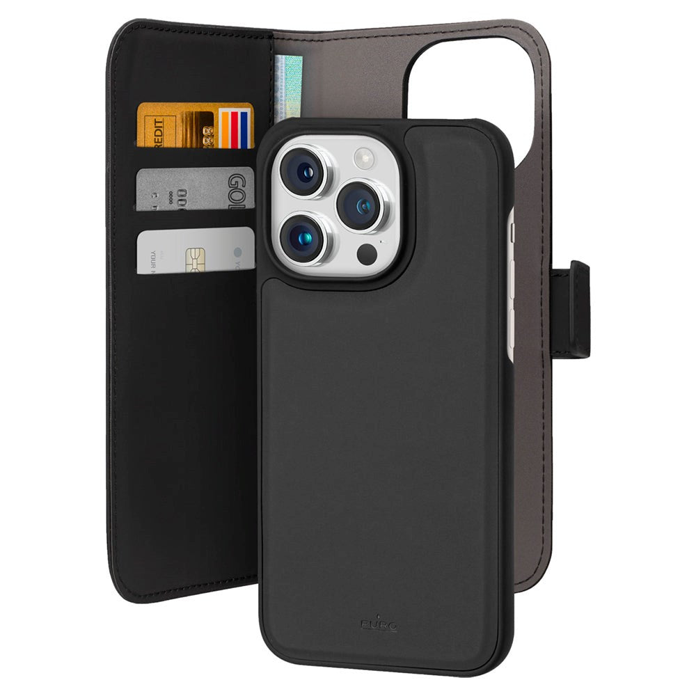 iPhone 15 Pro Puro Wallet Case Detachable 2-In-1 - Black