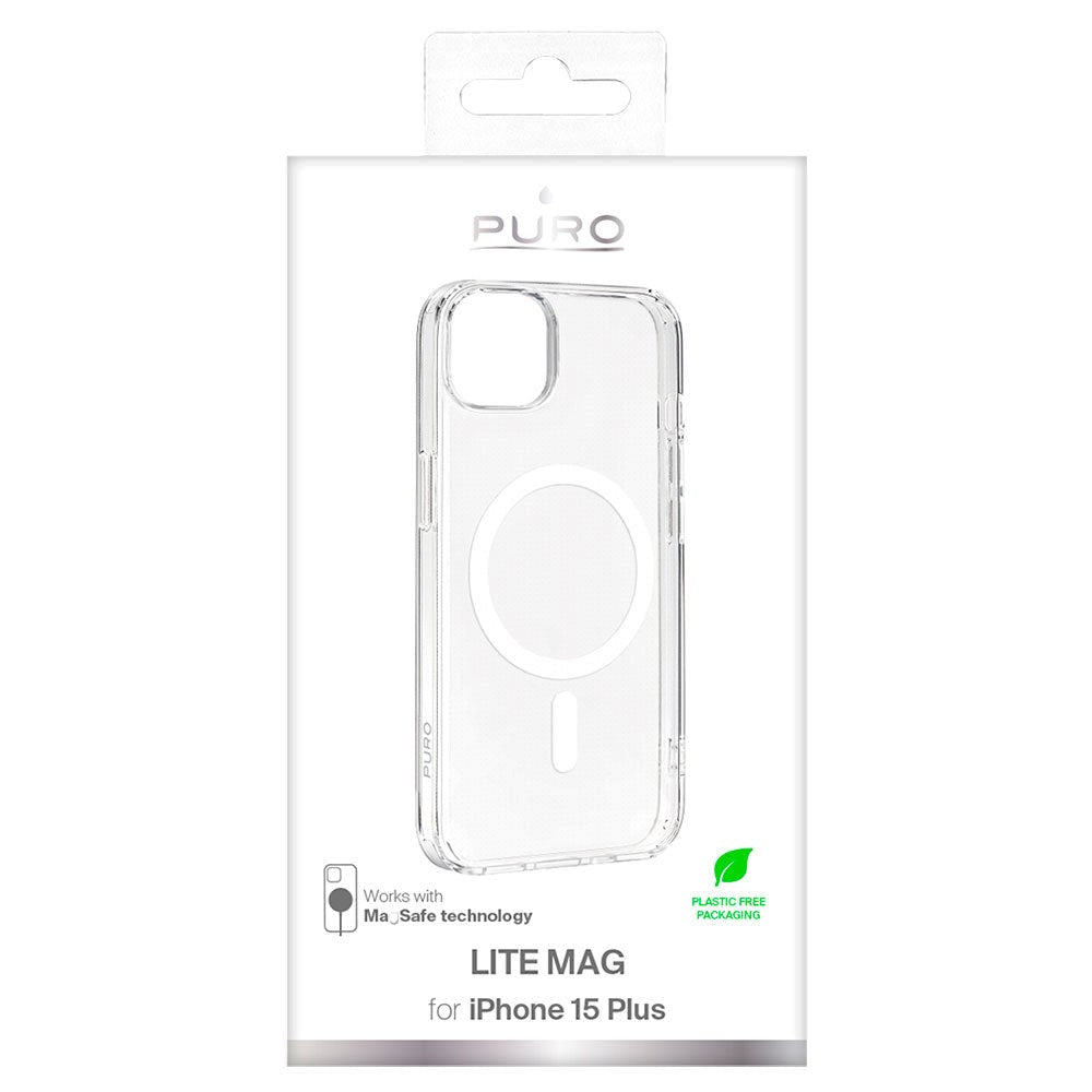 iPhone 15 Plus Puro Lite Mag Case - MagSafe Compatible - Transparent / White