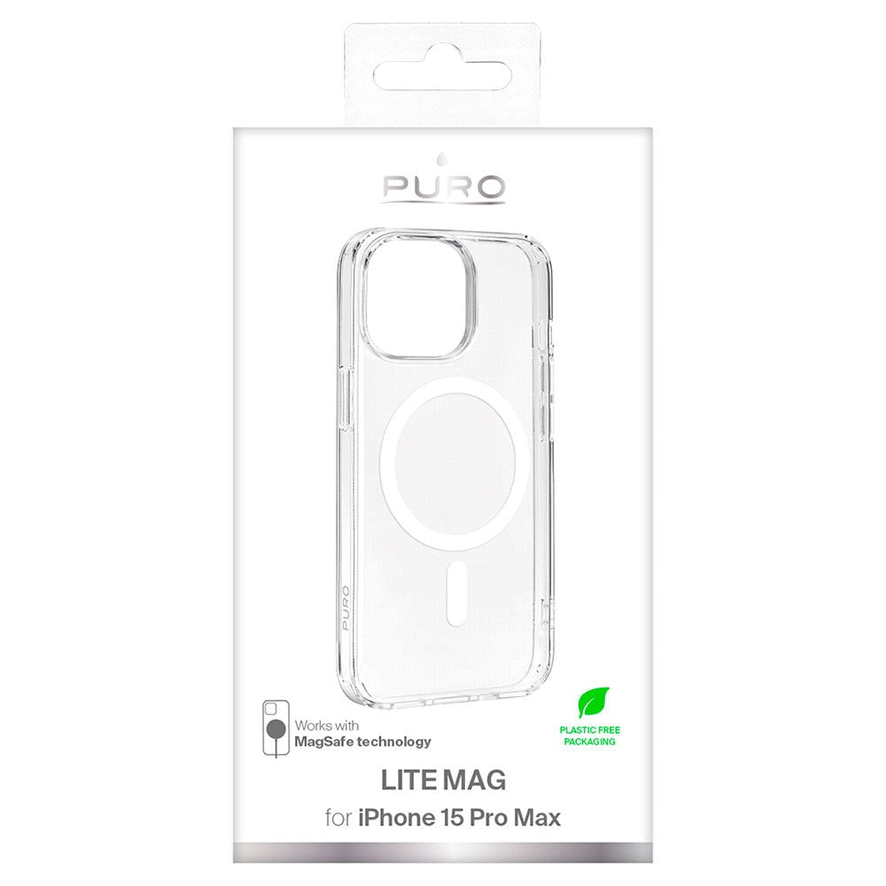 iPhone 15 Pro Max Puro Lite Mag Case - MagSafe Compatible - Transparent / White