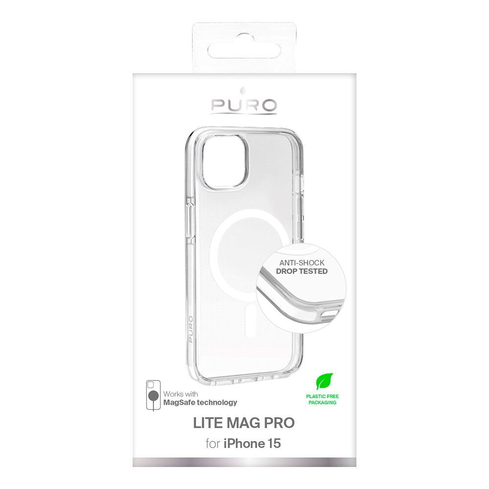 iPhone 15 Puro Lite Mag Pro Case  - MagSafe Compatible - Transparent / White