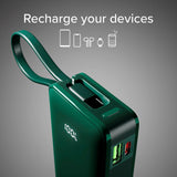 SBS - 20W LCD PowerBank with 1x USB-A & 1x USB-C - 10.000 mAh - Green