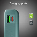 SBS - 20W LCD PowerBank with 1x USB-A & 1x USB-C - 10.000 mAh - Light Blue