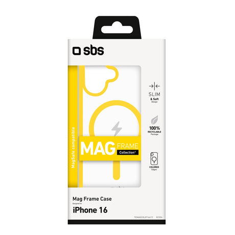 iPhone 16 SBS Mag Frame Case - MagSafe Compatible - Transparent / Yellow