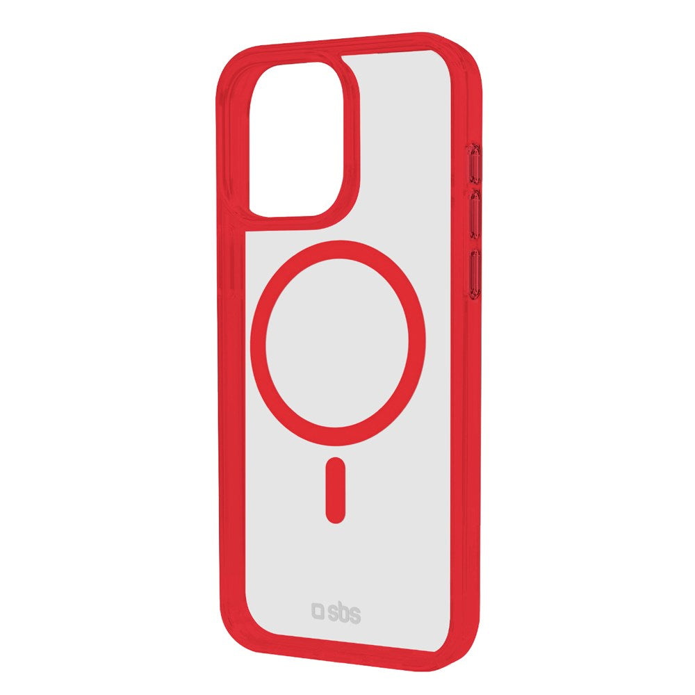 iPhone 16 SBS Mag Frame Case - MagSafe Compatible - Transparent / Red