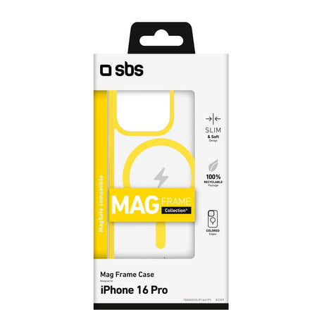 iPhone 16 Pro SBS Mag Frame Case - MagSafe Compatible - Transparent / Yellow