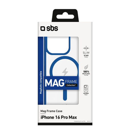 iPhone 16 Pro Max SBS Mag Frame Case - MagSafe Compatible - Transparent / Blue