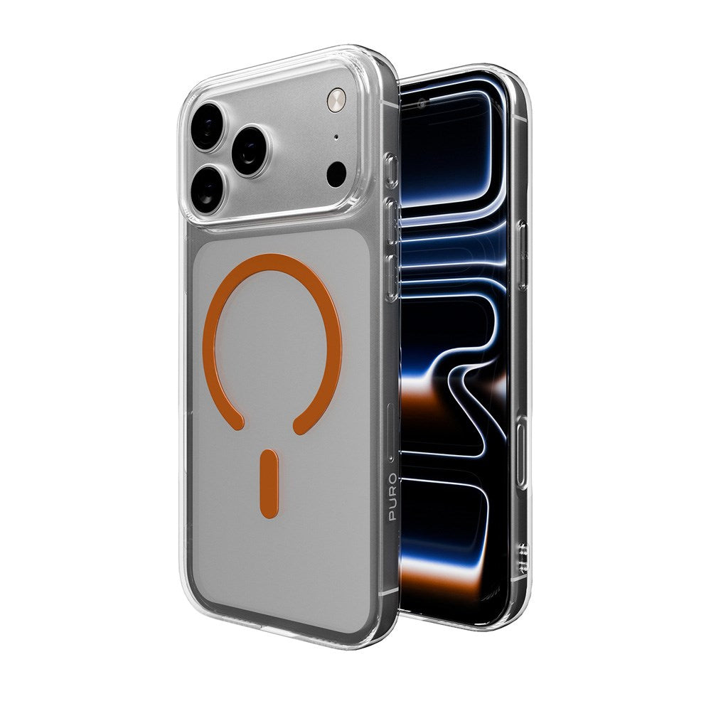 iPhone 17 Pro Max PURO LITE MAG Hybrid Case - MagSafe Compatible - Transparent / Orange