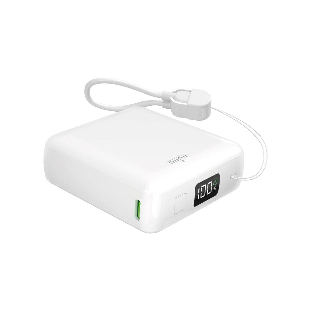 Puro Powerbank with Display - 20W - 10.000mAh - 1 x USB-C - 1 x USB-A - White