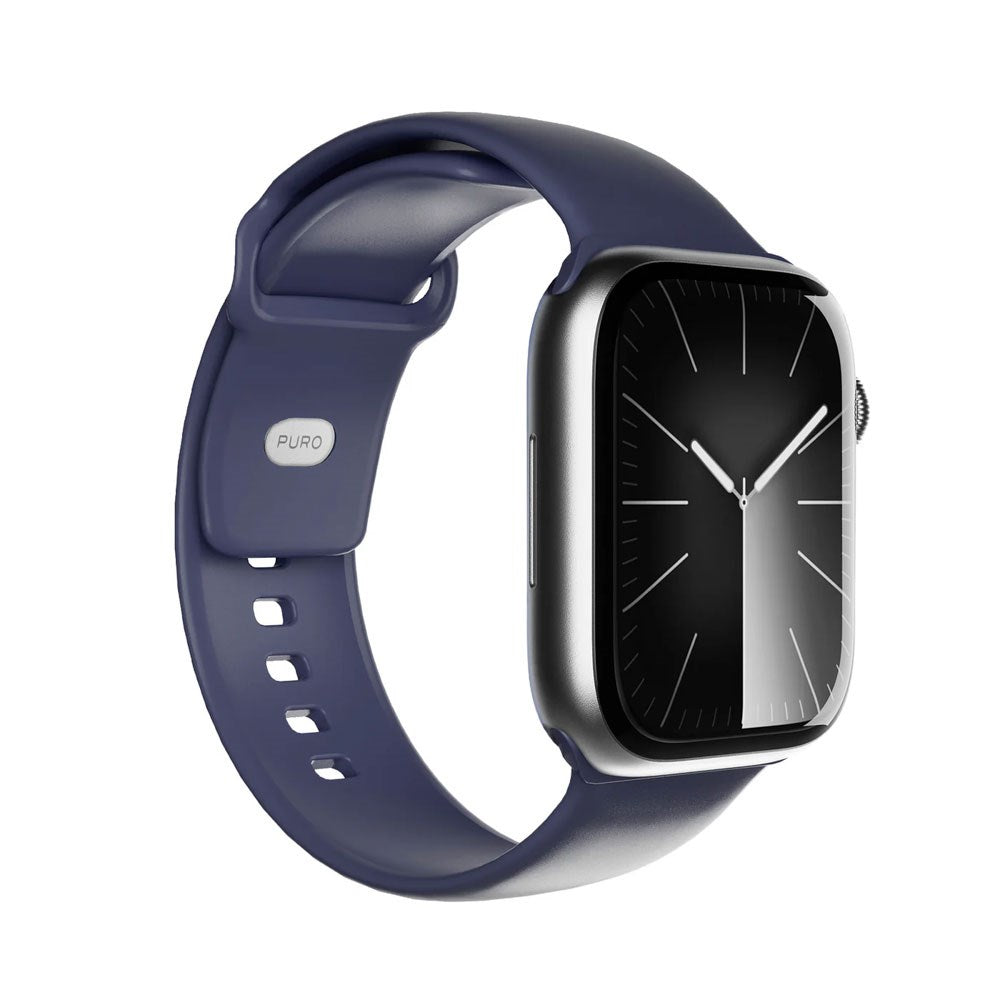 Apple Watch (42/44/SE/45/46/49mm) Puro ICON Silicone Watch Strap - Crown Blue