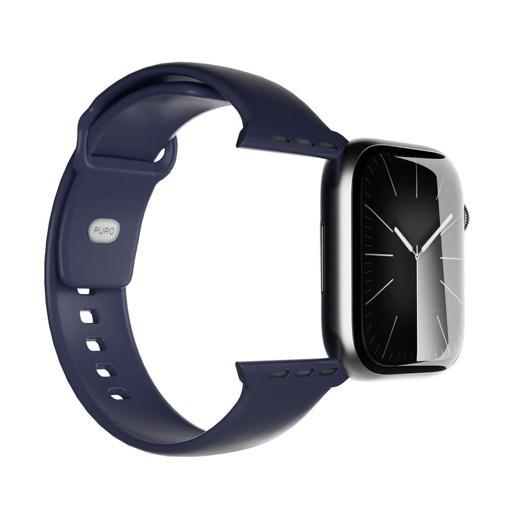 Apple Watch (42/44/SE/45/46/49mm) Puro ICON Silicone Watch Strap - Crown Blue