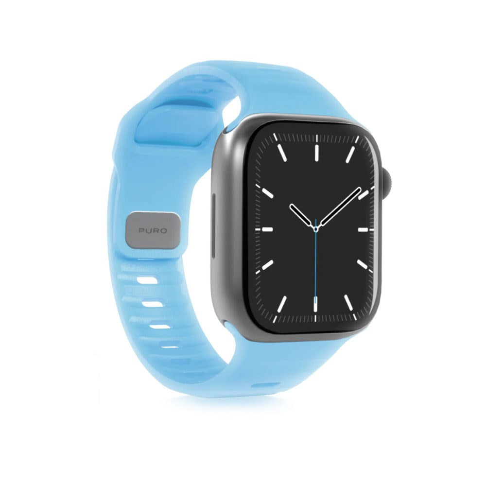 Apple Watch (38/40/SE/41/42mm) Puro GLOW Silicone Watch Strap - Light Blue