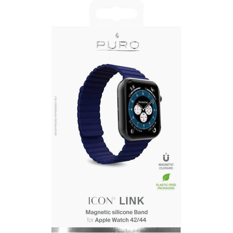 Apple Watch (42-45mm) Puro ICON Link Silicone Strap in Size. M/L - Blue