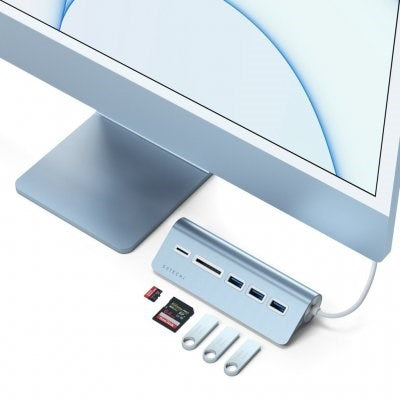 Satechi 5-in-1 USB-C Combo Hub - USB Hub & Card Reader - Blue