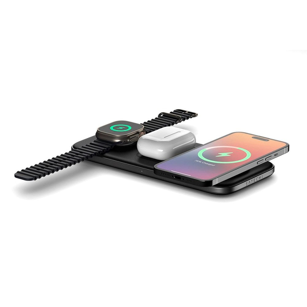 Satechi 3-in-1 Qi2 Wireless Charger - MagSafe Compatible - Black