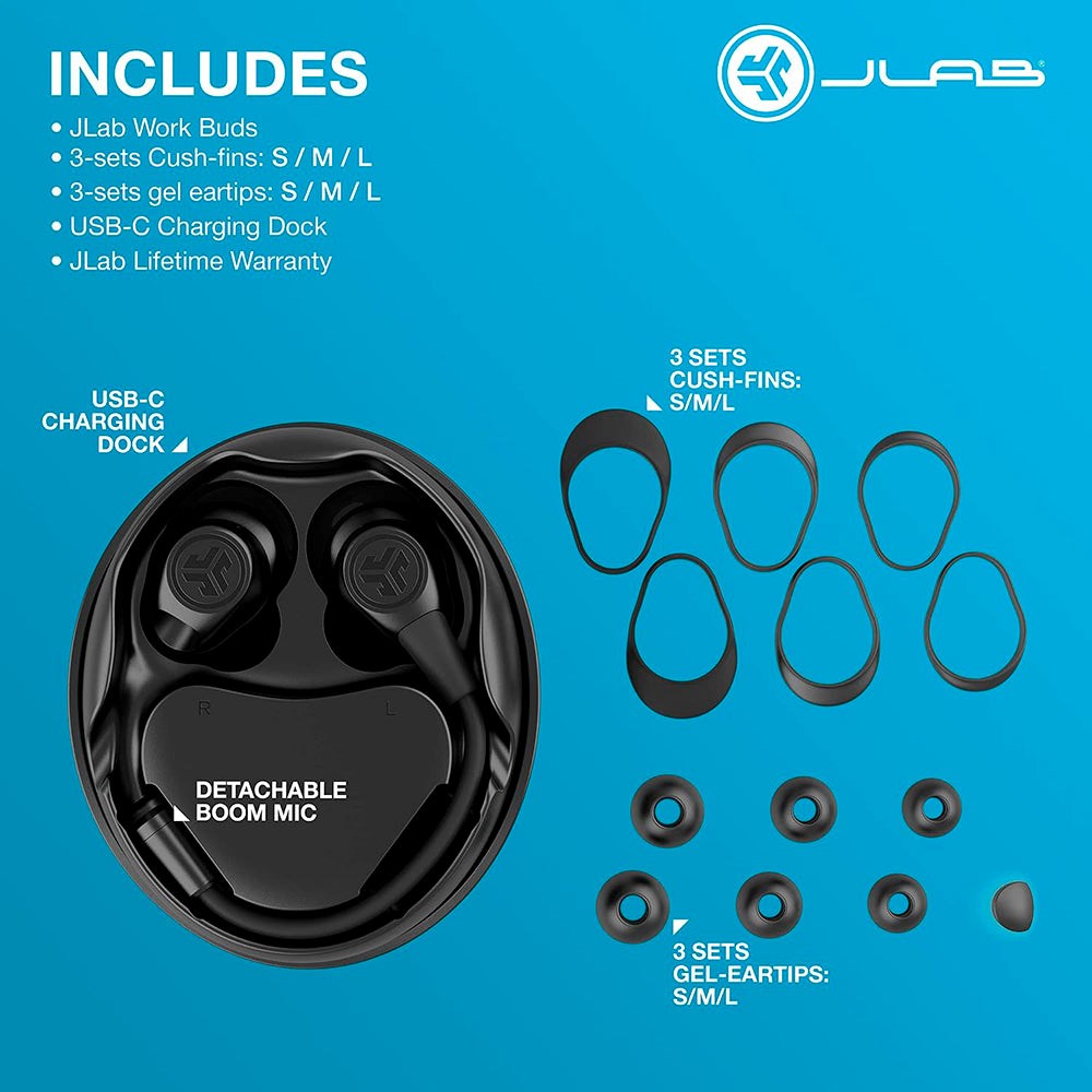 JLab Work Buds True Wireless In-Ear Headphones - Black