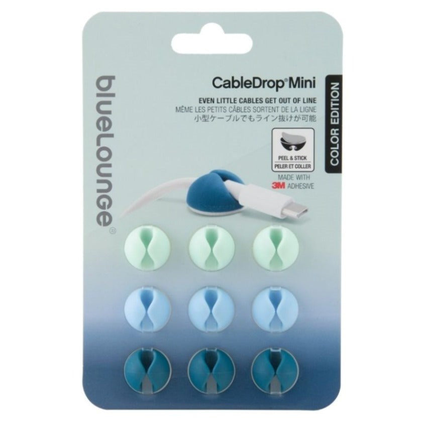 Bluelounge CableDrop Mini Cable Holder w. 9 pcs Blue