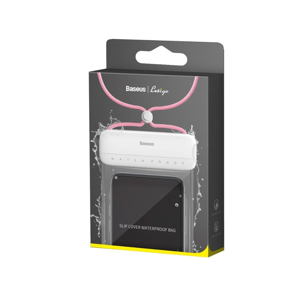 Baseus Let's Go Waterproof Case - White / Pink (Max. Phone: 160 x 90 x 10 mm)