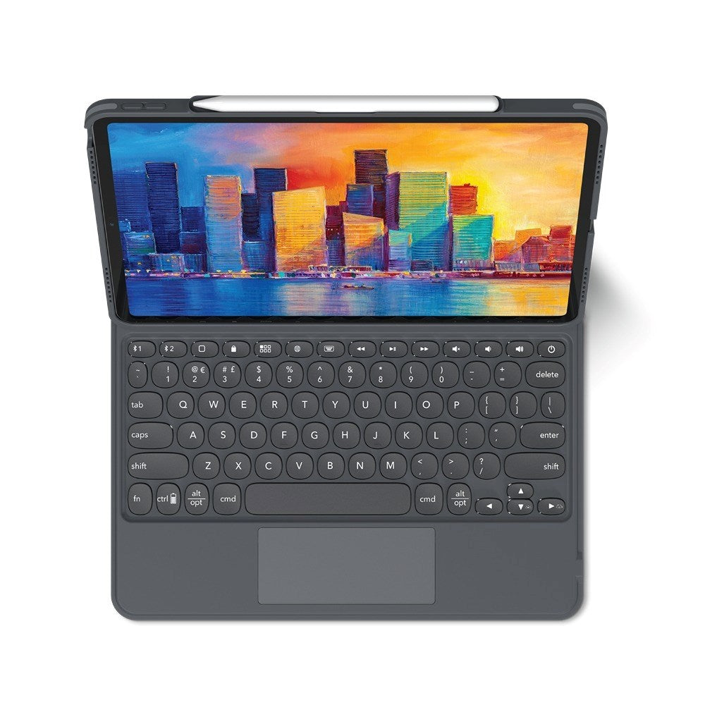 iPad Pro 12.9" (2022 / 2021 / 2020 / 2018) Zagg Pro Keys Trackpad Keyboard (Nordic Keyboard w. Case) - Charcoal