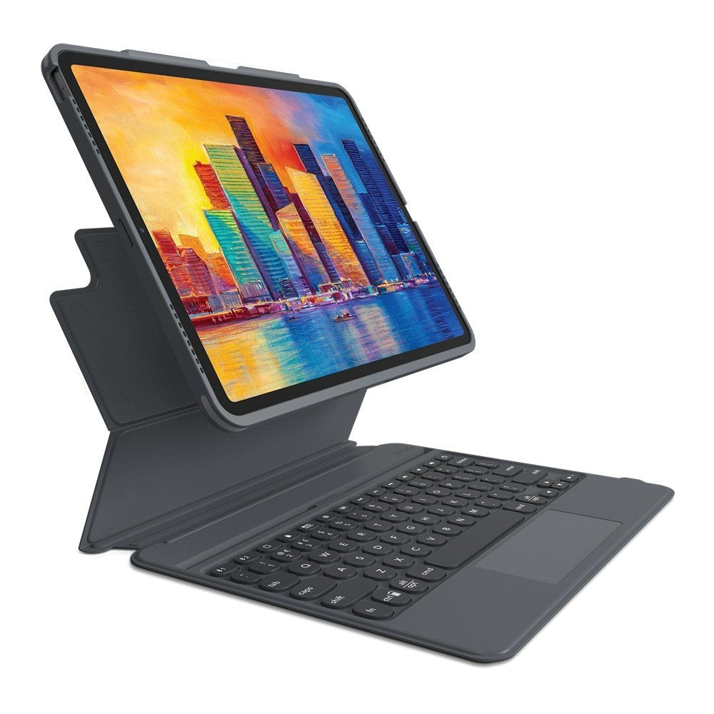 iPad Pro 12.9" (2022 / 2021 / 2020 / 2018) Zagg Pro Keys Trackpad Keyboard (Nordic Keyboard w. Case) - Charcoal