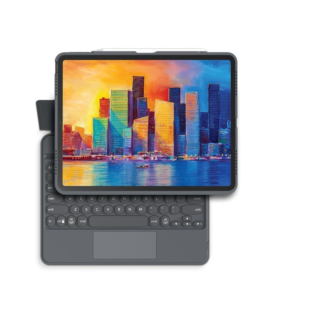 iPad Pro 12.9" (2022 / 2021 / 2020 / 2018) Zagg Pro Keys Trackpad Keyboard (Nordic Keyboard w. Case) - Charcoal