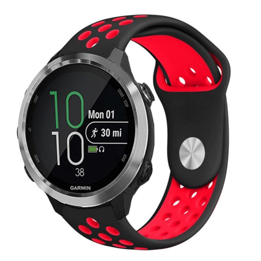 Smartwatch w. holes Silicone Strap (20mm) - Black/Red