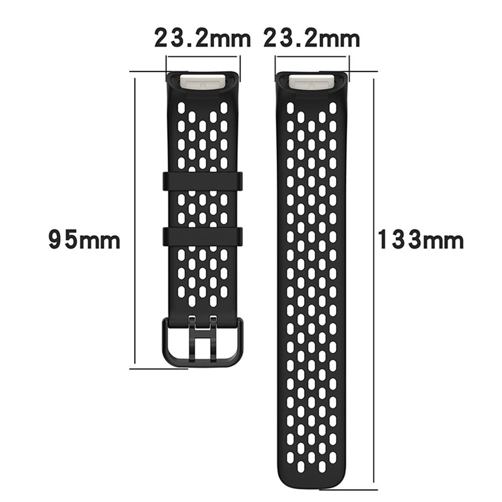 Fitbit Charge 6 / 5 Silicone Strap w. Holes - Black