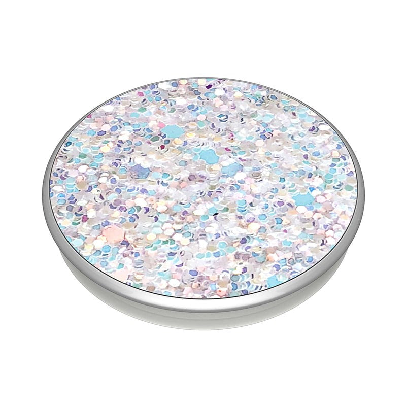 POPSOCKETS Premium PopGrip White Glitter Snow Removable Grip w. Holder & Stand