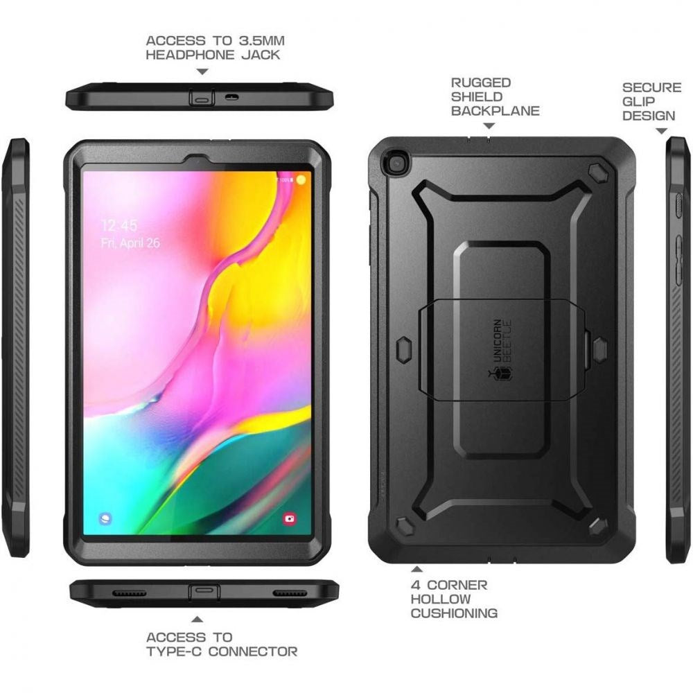 Samsung Galaxy Tab A 10.1 (2019) Tough Case - SupCase Unicorn Beetle Pro Case w. Protective film - Black