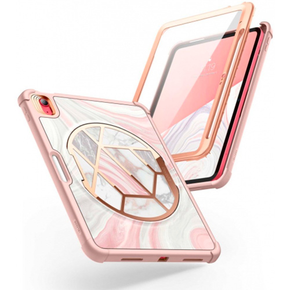 iPad 10.9" (2022) Supcase Cosmo Pencil Tri-Fold Leather Flip Case w. Screen Protection - Pink Marble