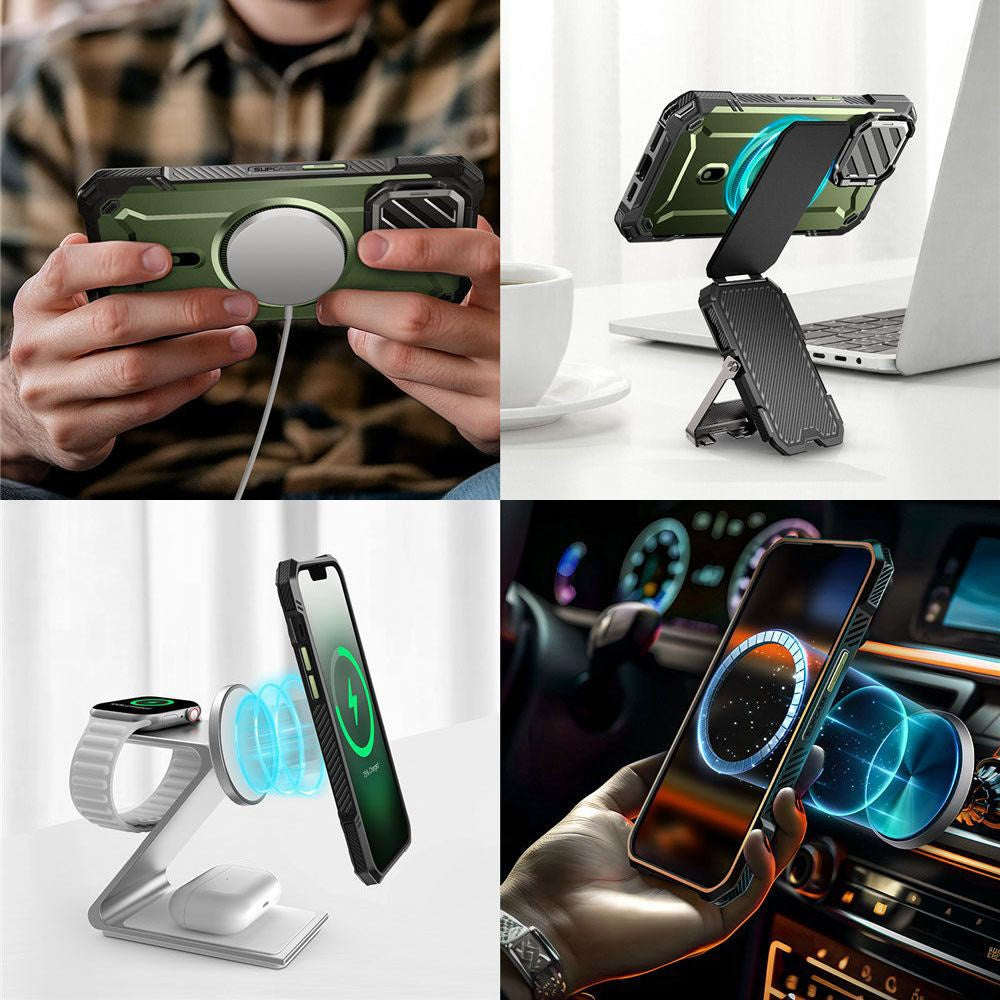 iPhone 17e / 16e / 15 / 14 / 13 Supcase UB XT Case with Stand Function - MagSafe Compatible - Green