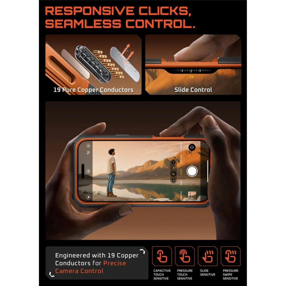 iPhone 17 Pro Max SUPCASE UB GRIB PRO MAG Case w. Screen Protector - MagSafe Compatibel - Transparent / Orange